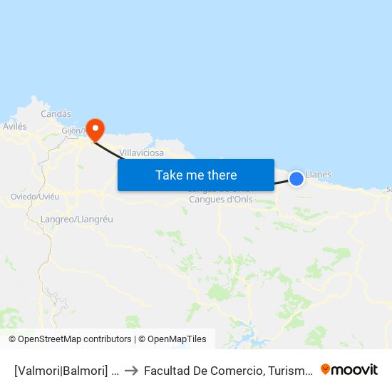 [Valmori|Balmori]  Valmori [Cta 03552] to Facultad De Comercio, Turismo Y Ciencias Sociales Jovellanos map
