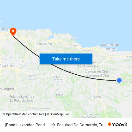 [Pandellevandes|Pandellévandes]  Pelamuru [Cta 03620] to Facultad De Comercio, Turismo Y Ciencias Sociales Jovellanos map