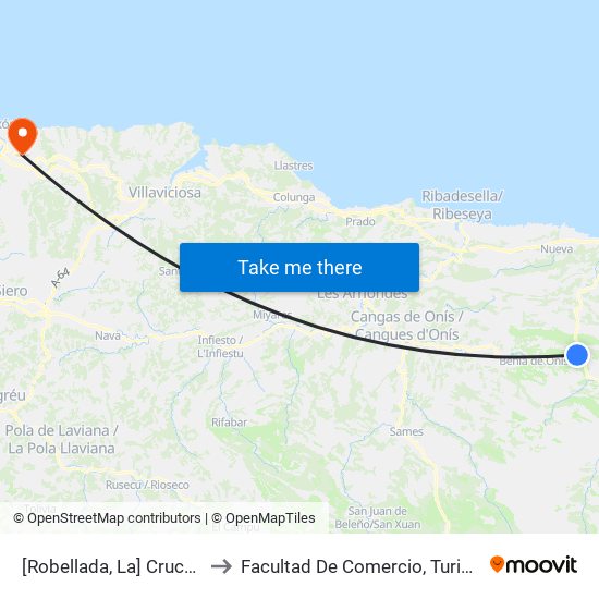 [Robellada, La]  Cruce La Robellada [Cta 03641] to Facultad De Comercio, Turismo Y Ciencias Sociales Jovellanos map