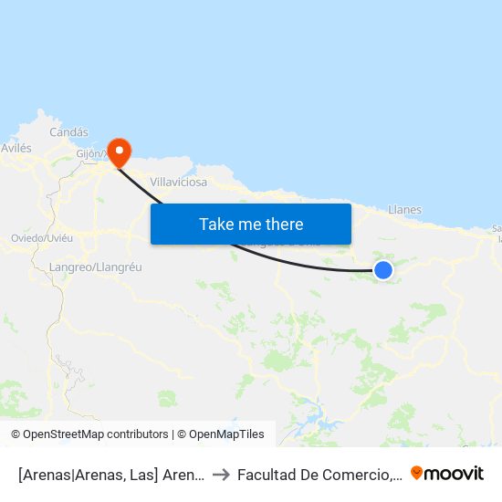 [Arenas|Arenas, Las]  Arenas De Cabrales - Oficina Turismo [Cta 03663] to Facultad De Comercio, Turismo Y Ciencias Sociales Jovellanos map