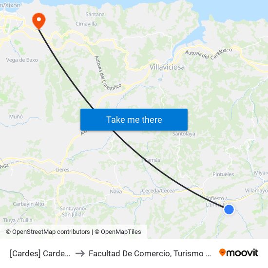 [Cardes]  Cardes 2 [Cta 03756] to Facultad De Comercio, Turismo Y Ciencias Sociales Jovellanos map