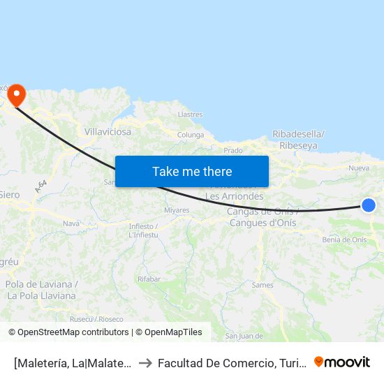 [Maletería, La|Malatería]  La Maletería [Cta 03761] to Facultad De Comercio, Turismo Y Ciencias Sociales Jovellanos map