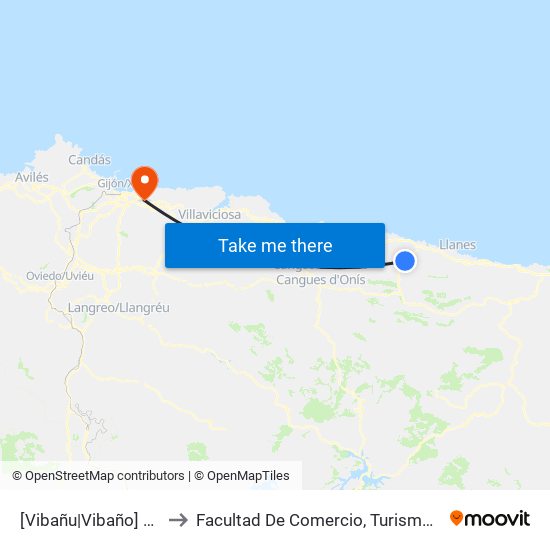 [Vibañu|Vibaño]  Vibañu [Cta 03780] to Facultad De Comercio, Turismo Y Ciencias Sociales Jovellanos map