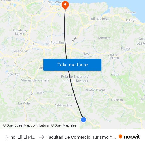 [Pino, El]  El Pino [Cta 05884] to Facultad De Comercio, Turismo Y Ciencias Sociales Jovellanos map