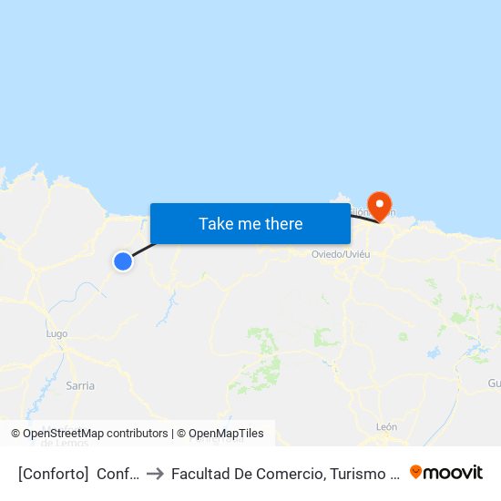 [Conforto]  Conforto [Cta 05908] to Facultad De Comercio, Turismo Y Ciencias Sociales Jovellanos map
