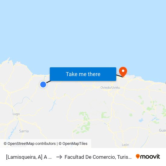 [Lamisqueira, A]  A Lamisqueira [Cta 05921] to Facultad De Comercio, Turismo Y Ciencias Sociales Jovellanos map