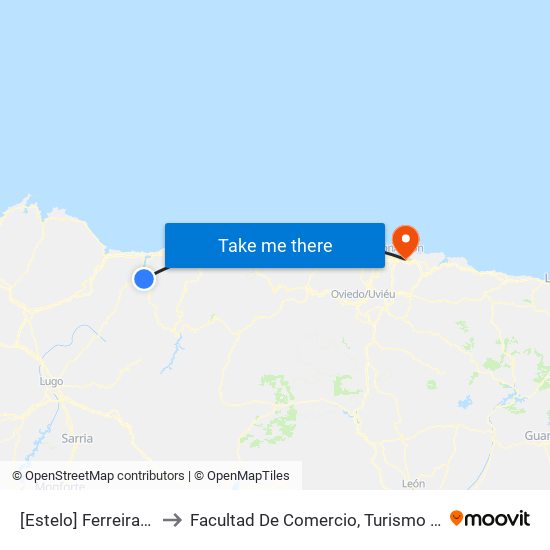 [Estelo]  Ferreiramión [Cta 05923] to Facultad De Comercio, Turismo Y Ciencias Sociales Jovellanos map