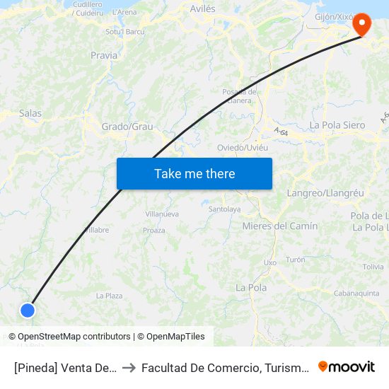 [Pineda]  Venta De Castro [Cta 05985] to Facultad De Comercio, Turismo Y Ciencias Sociales Jovellanos map