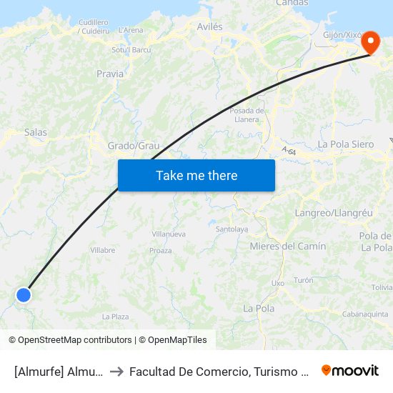 [Almurfe]  Almurfe [Cta 05992] to Facultad De Comercio, Turismo Y Ciencias Sociales Jovellanos map