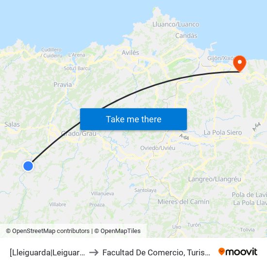 [Lleiguarda|Leiguarda]  Menes [Cta 06014] to Facultad De Comercio, Turismo Y Ciencias Sociales Jovellanos map