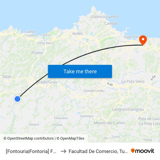 [Fontouria|Fontoria]  Fontouria - Las Xanias [Cta 06019] to Facultad De Comercio, Turismo Y Ciencias Sociales Jovellanos map