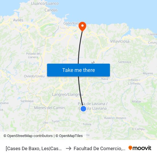 [Cases De Baxo, Les|Casas De Abajo]  Les Cases De Baxo [Cta 06087] to Facultad De Comercio, Turismo Y Ciencias Sociales Jovellanos map