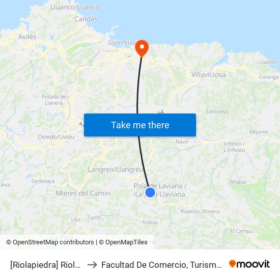 [Riolapiedra]  Riolapiedra [Cta 06096] to Facultad De Comercio, Turismo Y Ciencias Sociales Jovellanos map