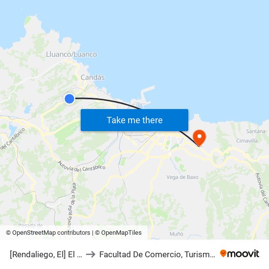 [Rendaliego, El]  El Raitán 2 [Cta 06117] to Facultad De Comercio, Turismo Y Ciencias Sociales Jovellanos map