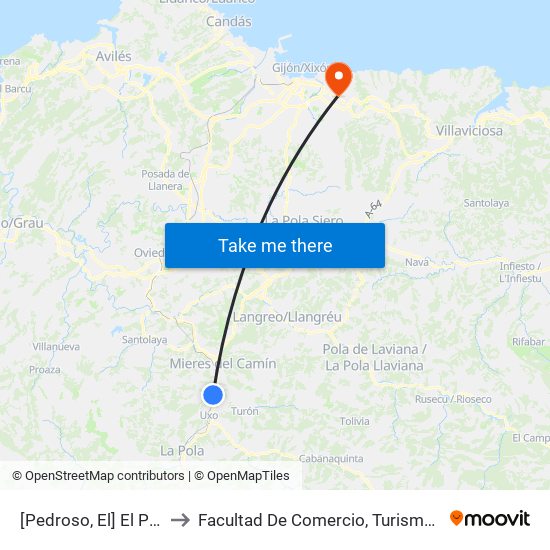 [Pedroso, El]  El Pedroso [Cta 06174] to Facultad De Comercio, Turismo Y Ciencias Sociales Jovellanos map