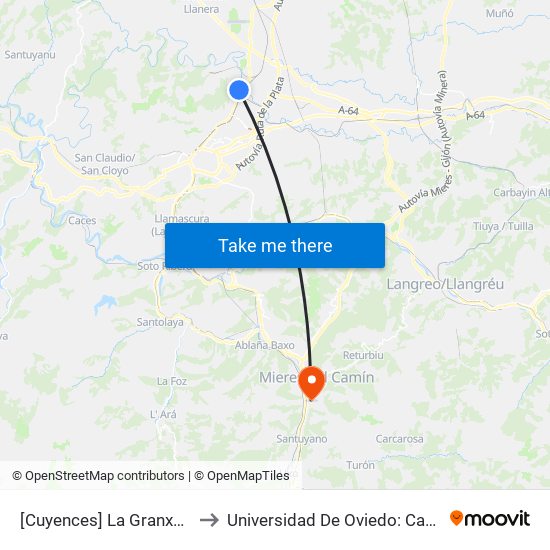 [Cuyences]  La Granxa [Cta 04210] to Universidad De Oviedo: Campus De Mieres map