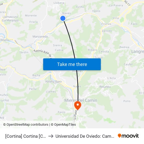 [Cortina]  Cortina [Cta 17999] to Universidad De Oviedo: Campus De Mieres map