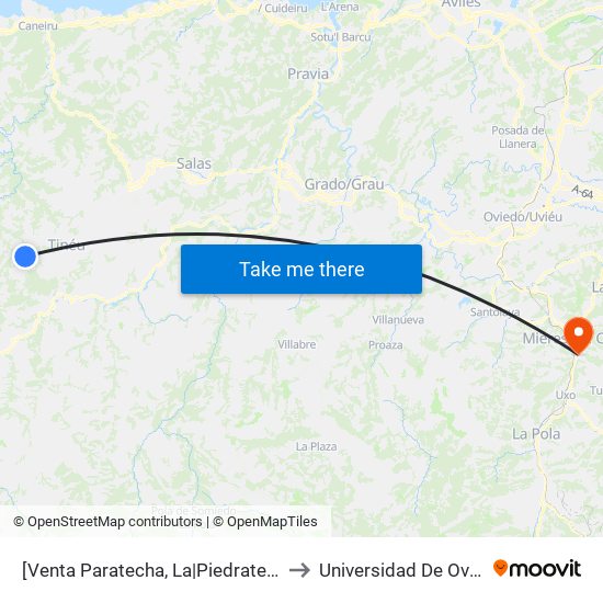 [Venta Paratecha, La|Piedratecha]  La Venta Paratecha [Cta 20398] to Universidad De Oviedo: Campus De Mieres map