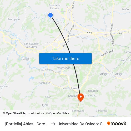 [Portiella]  Ables - Corcuera [Cta 20858] to Universidad De Oviedo: Campus De Mieres map