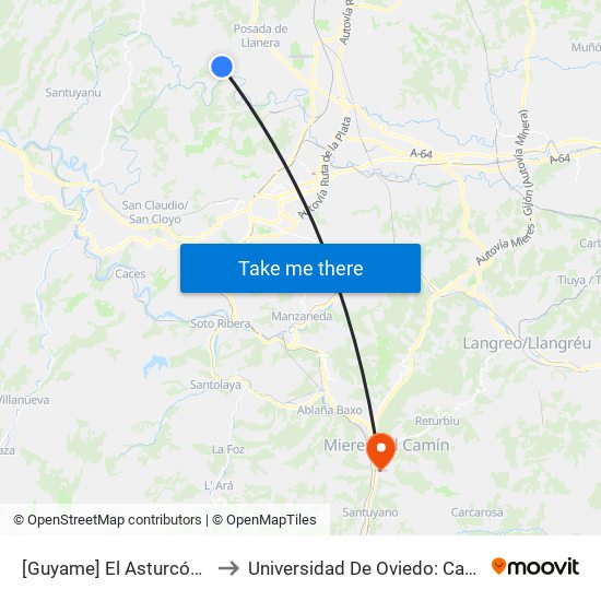 [Guyame]  El Asturcón [Cta 21318] to Universidad De Oviedo: Campus De Mieres map