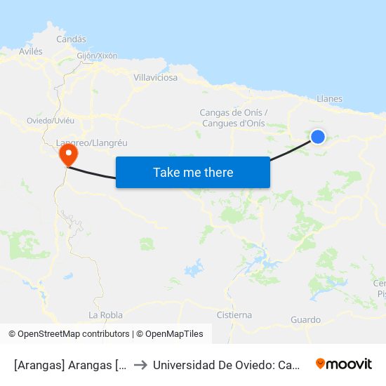[Arangas]  Arangas [Cta 19119] to Universidad De Oviedo: Campus De Mieres map