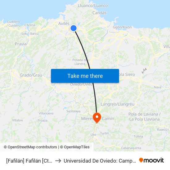 [Fafilán]  Fafilán [Cta 01064] to Universidad De Oviedo: Campus De Mieres map
