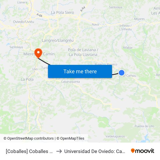 [Coballes]  Coballes [Cta 01217] to Universidad De Oviedo: Campus De Mieres map