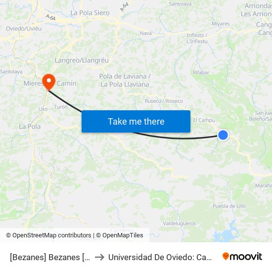 [Bezanes]  Bezanes [Cta 01221] to Universidad De Oviedo: Campus De Mieres map