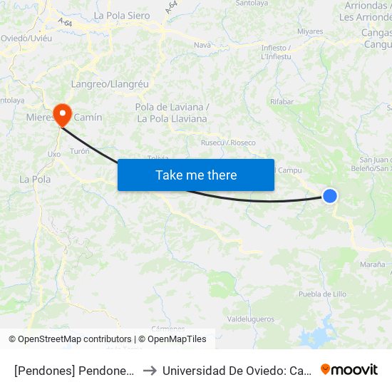 [Pendones]  Pendones [Cta 01223] to Universidad De Oviedo: Campus De Mieres map