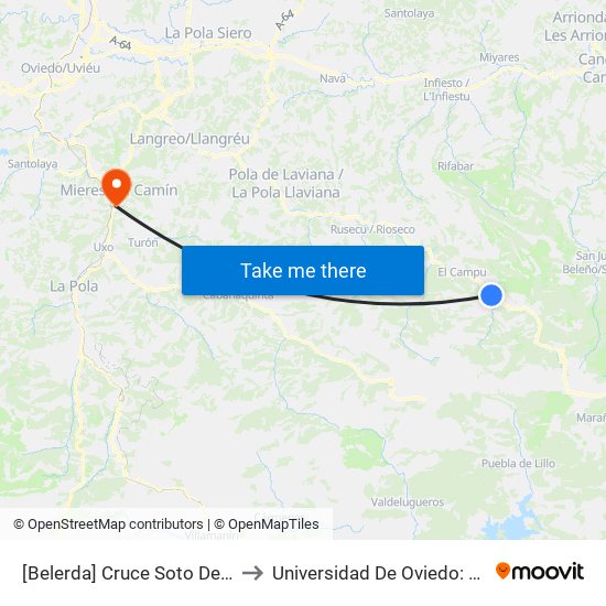 [Belerda]  Cruce Soto De Caso [Cta 01227] to Universidad De Oviedo: Campus De Mieres map