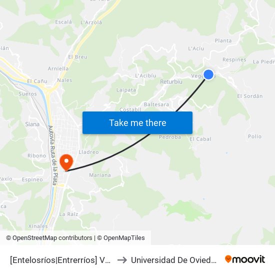 [Entelosríos|Entrerríos]  Vegadotos 2 [Cta 01269] to Universidad De Oviedo: Campus De Mieres map