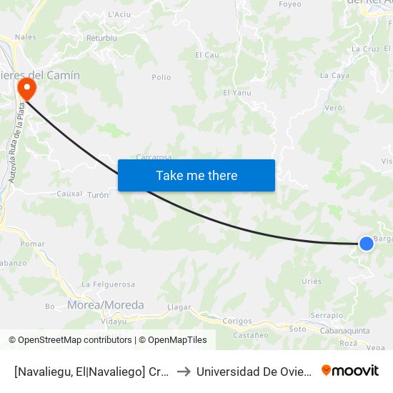 [Navaliegu, El|Navaliego]  Cruce El Navaliegu [Cta 01335] to Universidad De Oviedo: Campus De Mieres map