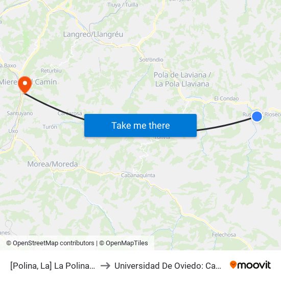 [Polina, La]  La Polina [Cta 01344] to Universidad De Oviedo: Campus De Mieres map