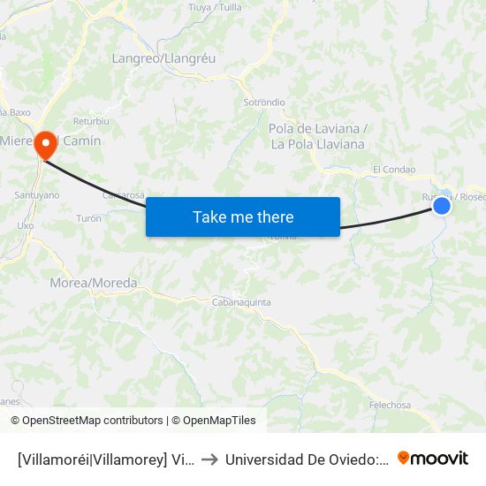 [Villamoréi|Villamorey]  Villamoréi [Cta 01347] to Universidad De Oviedo: Campus De Mieres map