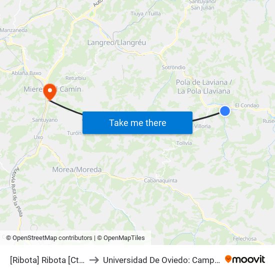 [Ribota]  Ribota [Cta 01350] to Universidad De Oviedo: Campus De Mieres map