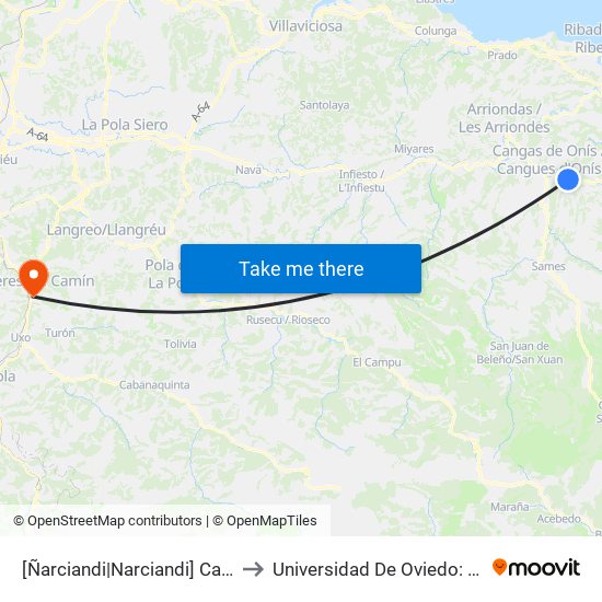 [Ñarciandi|Narciandi]  Canzolaz [Cta 03571] to Universidad De Oviedo: Campus De Mieres map