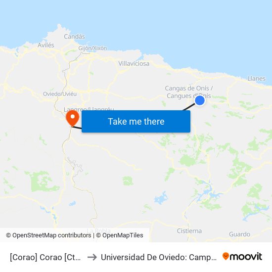 [Corao]  Corao [Cta 03602] to Universidad De Oviedo: Campus De Mieres map