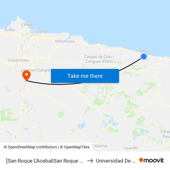 [San Roque L'Acebal|San Roque Del Acebal]  San Roque - Concesionario [Cta 03682] to Universidad De Oviedo: Campus De Mieres map