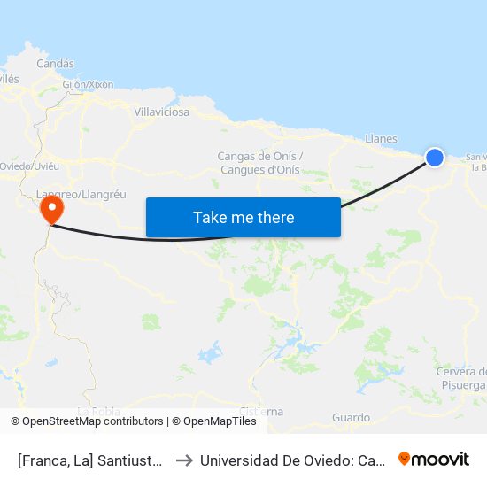 [Franca, La]  Santiuste [Cta 03710] to Universidad De Oviedo: Campus De Mieres map