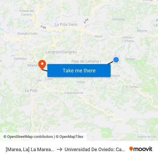 [Marea, La]  La Marea [Cta 03713] to Universidad De Oviedo: Campus De Mieres map