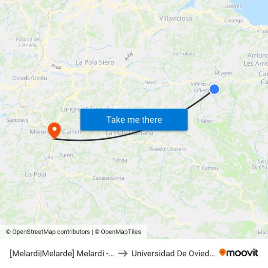 [Melardi|Melarde]  Melardi - La Pomarada [Cta 03745] to Universidad De Oviedo: Campus De Mieres map