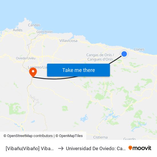 [Vibañu|Vibaño]  Vibañu [Cta 03779] to Universidad De Oviedo: Campus De Mieres map