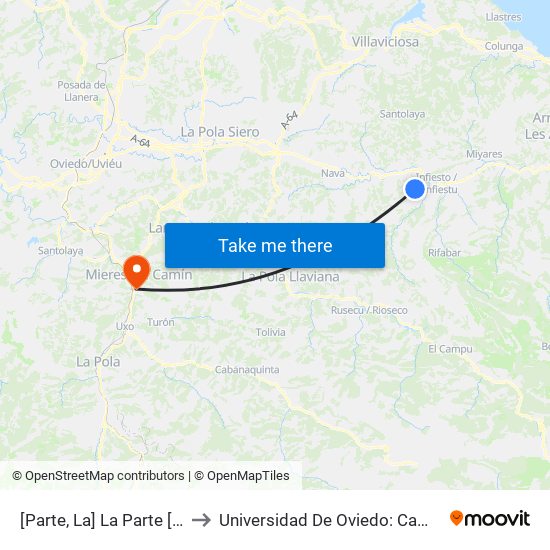 [Parte, La]  La Parte [Cta 03783] to Universidad De Oviedo: Campus De Mieres map