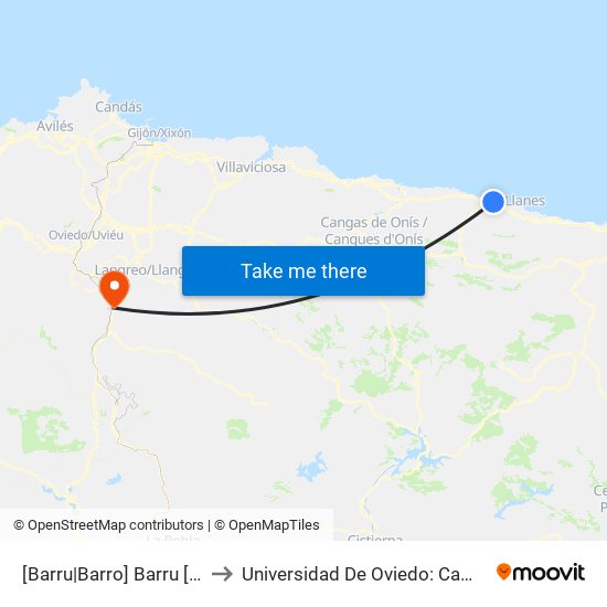[Barru|Barro]  Barru [Cta 03806] to Universidad De Oviedo: Campus De Mieres map