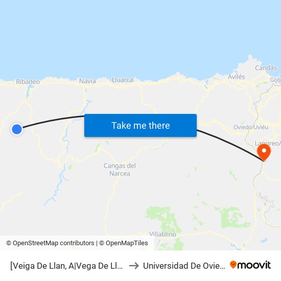 [Veiga De Llan, A|Vega De Llan]  A Veiga De Llan [Cta 05900] to Universidad De Oviedo: Campus De Mieres map