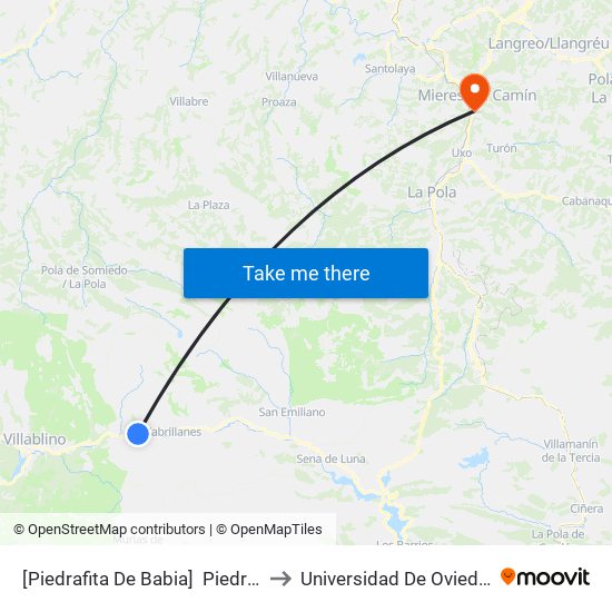 [Piedrafita De Babia]  Piedrafita De Babia [Cta 05959] to Universidad De Oviedo: Campus De Mieres map