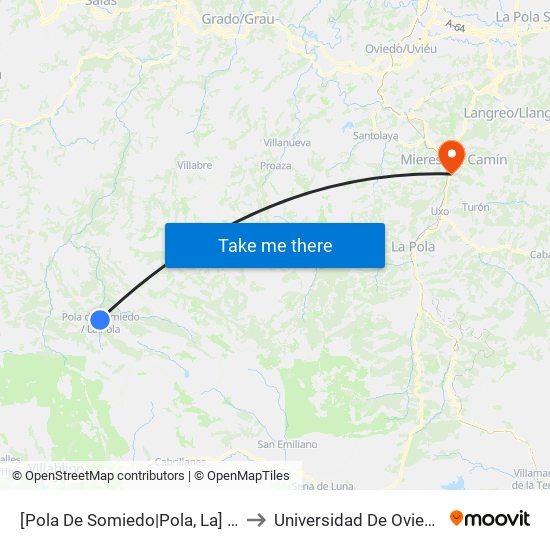 [Pola De Somiedo|Pola, La]  La Pola Somiedo [Cta 5976] to Universidad De Oviedo: Campus De Mieres map