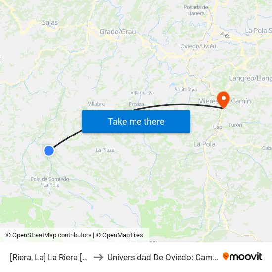 [Riera, La]  La Riera [Cta 05987] to Universidad De Oviedo: Campus De Mieres map