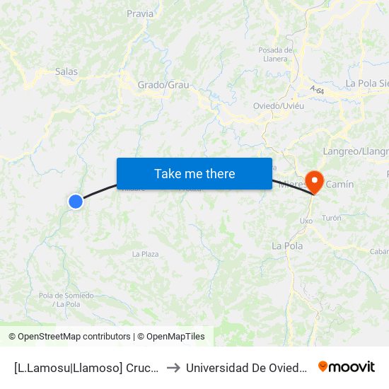 [L.Lamosu|Llamoso]  Cruce L.Lamosu [Cta 06002] to Universidad De Oviedo: Campus De Mieres map