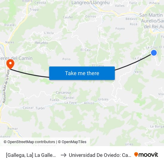 [Gallega, La]  La Gallega [Cta 06086] to Universidad De Oviedo: Campus De Mieres map